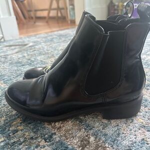 Patent Leather Black Ankle Boots